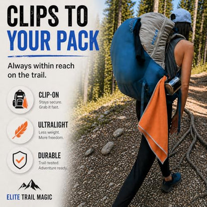 Backpacking Ultralight Quick Dry Microfiber Soft Fast Drying Hand and Face Towel Wash Cloth Camping Yoga Hiking Active Lifestyle Small (Orange, Small)