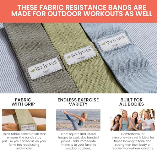 Lindywell Ultimate Exercise Bands for Men & Women, Toned Glutes, Strength - style: Fabric Band Set