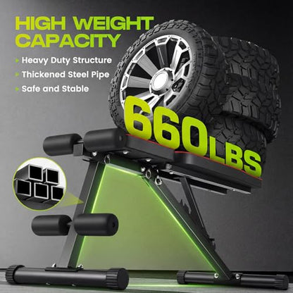OPPSDECOR Weight Bench for Home Gym, 660LBS Capacity Full Body Workout Bench, 30in Extended Backrest for Bench Press, 8 Adjustable Incline Flat Decline Strength Training, Fast Fold to Save Space
