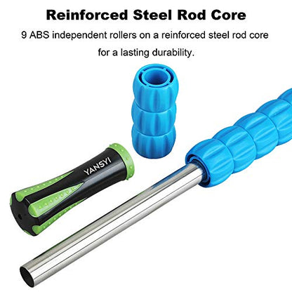 YANSYI Professional 9-Roller Deep Tissue Massage Stick - Portable Muscle Recovery Roller for Athletes, Relieves Post-Workout Soreness & Leg/Back Pain - Portable Physio Tool (Blue 2)