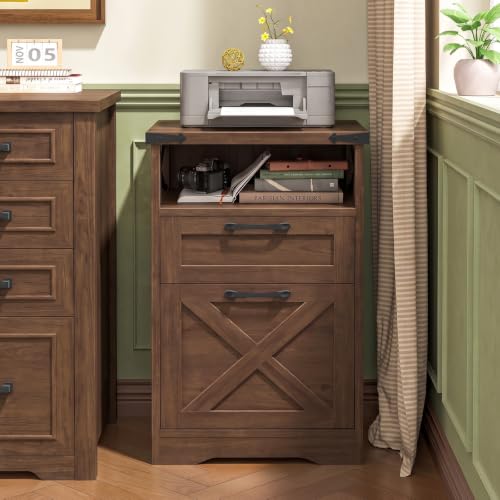Vabches Office Filing Vertical Cabinet with 2 Drawers, Walnut. - color: Walnut, size: Vertical