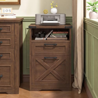 Vabches Office Filing Vertical Cabinet with 2 Drawers, Walnut. - color: Walnut, size: Vertical