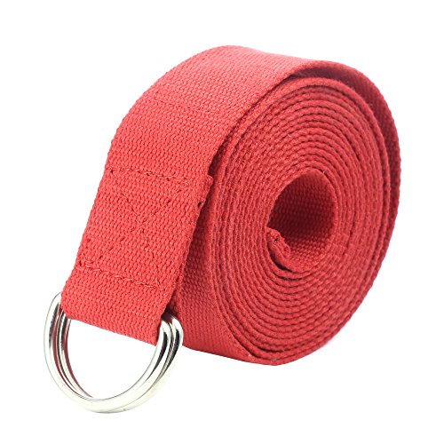 Gelante Fitness Exercise Yoga Strap - Durable Cotton 10 Feet Long - color: Red