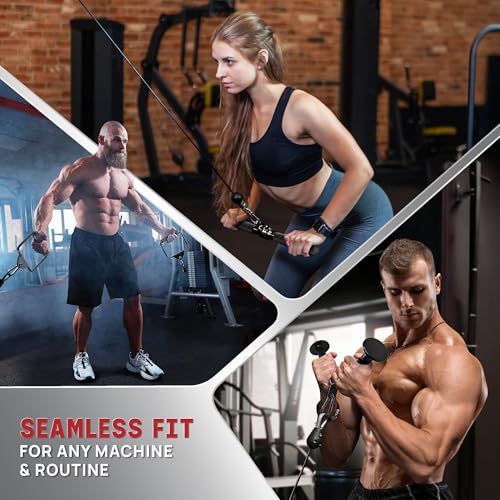 Yes4All Cable Machine Attachment, Row Handles, Tricep Rope, Straight Bar, V Bar, LAT Pulldown Accessories Load 880 LB for Home Gym - color: I.(Black) Cable Attachments Full Accessories Set