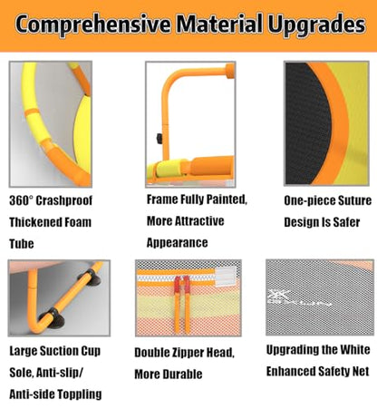 60" 6-in-1 Kids Trampoline, 5ft Mini Toddler Trampoline for Girls Boys - color: Orange&Yellow 6-in-1