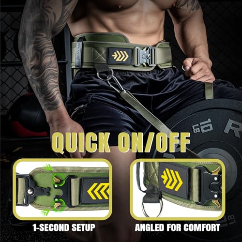 MANUEKLEAR 2-in-1 Weightlifting Belt & Dip Belt with 36.7 IN Rope, Double-Layer Weight Lifting Belts, Powerlifting Gym Weighted Belt for Pull Up Squat - color: Olive Drab, size: XL(38-41in)