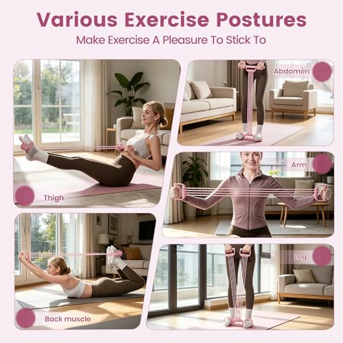 3-in-1 Multifunctional Pedal Resistance Band with Handle, Natural Latex Tension Rope, Portable Pocket Gym for Abdomen Waist Arm Leg Stretching Training, Home Office Travel