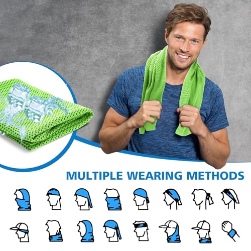 24 Pack Cooling Towels Bulk for Neck and Face 40"x12" Ice Cooling Sweat Rags Microfiber Soft Breathable Soft Chilly Towel for Yoga Golf Sport Running - color: Bright Green