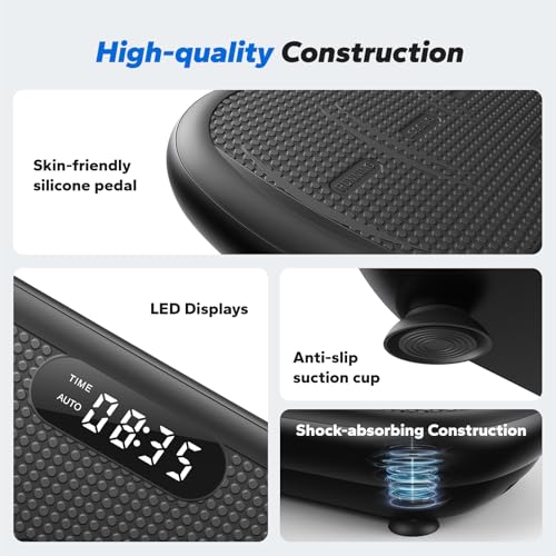 MERACH Vibration Plate Exercise Machine, Vibration Plate 440 Lbs Capacity, Bluetooth and Silicone Pedal, Stimulate Deep Fat, Vibration Plate for Lymphatic Drainage, Vibrating for Weight Loss