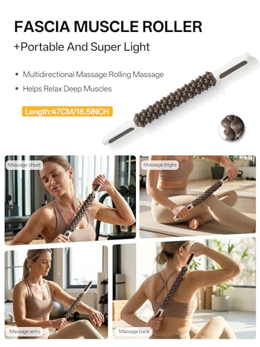 EaseUp Resistance Bands Set for Working Out,Muscle Roller Massage Roller Stick,Massage Ball Yoga Set,Pilates kit for Home Workouts for Beginners