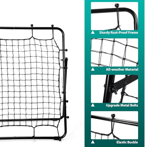 LIANTRAL Baseball Rebounder Net, Adjustable Bounce Back Trainer for Soccer, Softball, Portable Folding Rebounder for Passing & Shooting Practice, Soccer Bounce Back net Net for Kids, Black