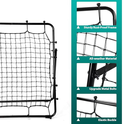 LIANTRAL Baseball Rebounder Net, Adjustable Bounce Back Trainer for Soccer, Softball, Portable Folding Rebounder for Passing & Shooting Practice, Soccer Bounce Back net Net for Kids, Black