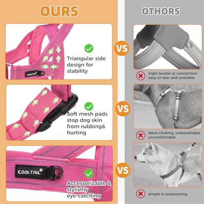 No Pull Harness Small Size Dog with Handle, Easy Walk Puppy Vest Harness Neck & Chest Soft Paded Adjustable, Reflective & Lightweight Escape Proof Breathable Mesh Pet Running Harness, Pink S