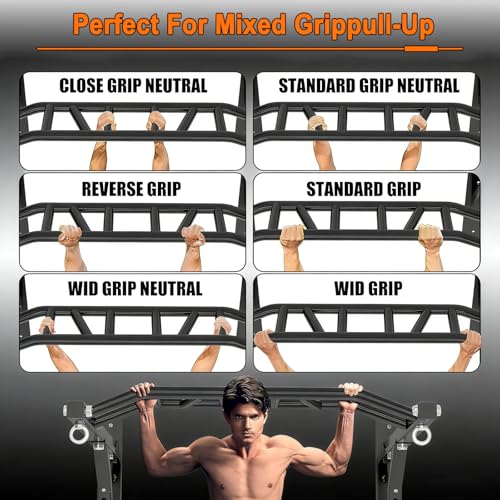 Heavy Duty Wall Mounted Pull Up Bar – Multi-Grip Pull Up Bar Ceiling Mount/Ceiling Mount Pullup bar/Chin Up Bar for Home Gym Workout Standards