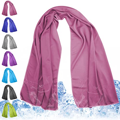 Large Cooling Towel for Neck and Face, 43.3 x 15.7 in, Rose Pink - color: Rose-pink