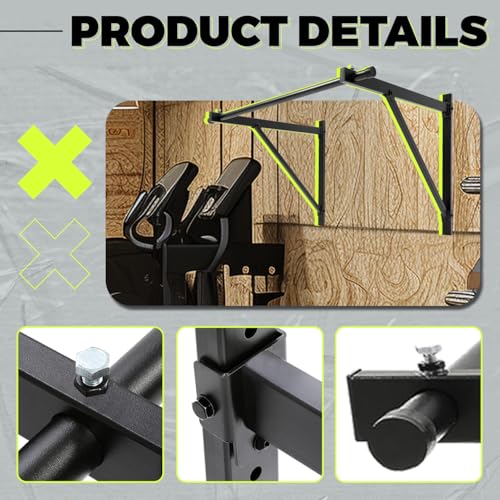 ECOTRIC 46'' Wall Mounted Pull Up Bar Chin up Bar Doorway Exercise Bar Upper Body Gym Workout Bar Heavy Duty Training Fitness Home Heavy Duty 500lbs