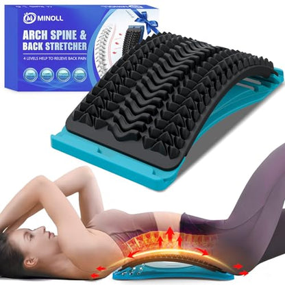 Back Stretcher for Lower Back Pain Relief, Multiple Level Adjustable Arch Lumbar Back Cracker Board, Back Cracking Device, Back Massager for Scoliosis, Spine Decompression Support