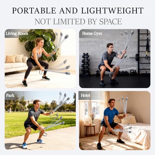 Ropeless Battle Ropes for Exercise Workout Rope, Portable Workout for Home Gym, Exercise Battle Ropes for HIIT Workouts, Low-Impact Cardio Training (Grey with Ring) - style: Grey with ring