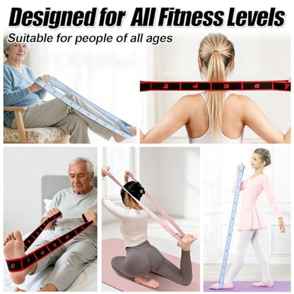 Resistance Bands Set with Numbers, 8/10/12 Loop Stretch Strap 3-Pack, Adjustable Exercise Bands for Yoga, Full Body Workout, Shaping, Stretching and Home Gym Exercise - color: Pink