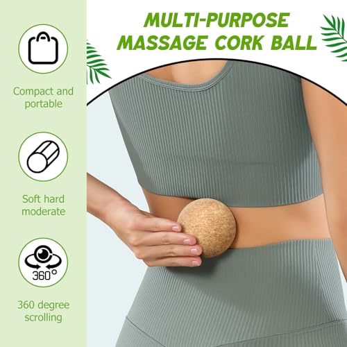 TrelaCo Cork Massage Balls Set of 2 for Fascia Release After Exercise Yoga Point Therapy Relax Muscles Relieve Stress Tools - size: 4.5+6cm