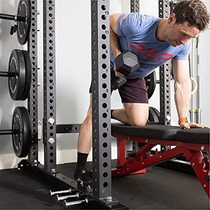 REP Fitness Rubber Hex Dumbbell Set, Adjustable Weight Pairs, Home Gym Equipment, Strength Training For Men Women, Black Coated Grips, Workout Rack Storage Optional, Heavy Lb Free Weights - style: 5-50 lb set Black rack