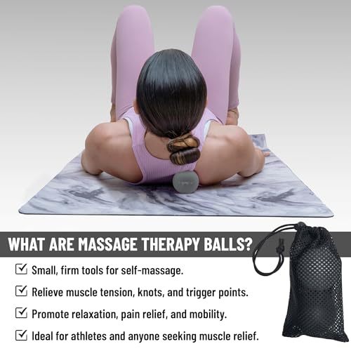 YENSI Silicone Massage Lacrosse Balls for Trigger Point Therapy, Myofascial Release, and Deep Tissue Massage. Set of 2 Balls with Carrying Bag. Latex-Free. Ideal for Feet and Targeted Muscle Relief