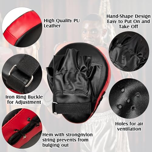 Gemscream 10 In1 Punching Mitts Kick Pad Set Taekwondo Pads Boxing Mitts Focus Pads Boxing Gloves Safety Head Guard Wrist Band for Kickboxing, Karate, Muay Thai, MMA Training - color: Black