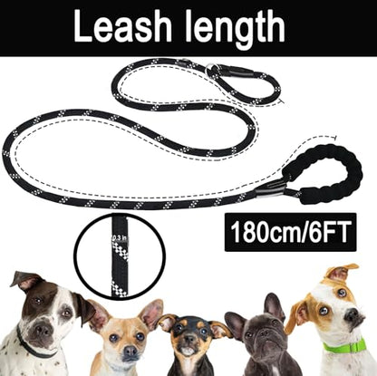6 FT Heavy Duty Dog Leash, Premium Quality Strong Training Rope Slip Leash - color: Black, size: 6 Feet x 1/3 Inch