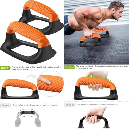 Push Up Bar Push Up Bars 2pcs Pushup Stands With Thickened Soft Plastic Handle, Stable and Non-Slip Base, Handles for Floor - color: Black