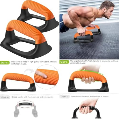 Push Up Bar Push Up Bars 2pcs Pushup Stands With Thickened Soft Plastic Handle, Stable and Non-Slip Base, Handles for Floor - color: Black