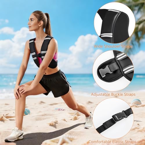 Weighted Vest for Men and Women, Silicone-Iron Fill Even Weight, Adjustable Workout Weight Vest with Reflective Stripes & Phone Pocket, Body Strength Training Gear for Walking Rucking Gym - size: 8 lb