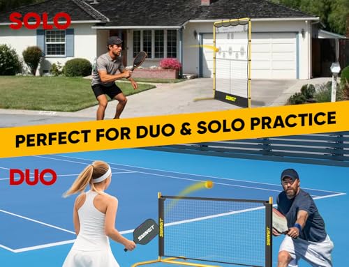 Pickleball Rebounder Practice Net with 6FT Small Mini Pickleball Net Set - Portable Solo Training System for Forehands, Dinks & Volleys, Indoor Outdoor Backyard