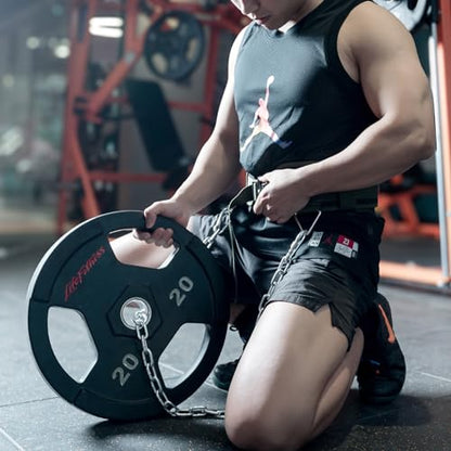 Weighted Dip Belt for Weight Lifting - 46" Pull Up Belt With Chain & Loading Straps