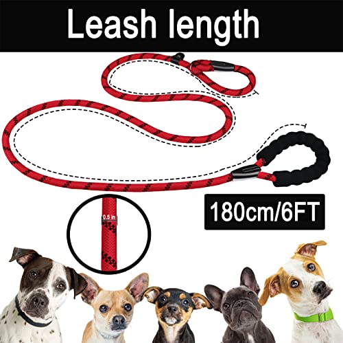 Dog Leash, 6 FT Heavy Duty Dog Leashes with Comfortable Padded Handle,Red - color: Red, size: 6 Feet x 1/2 Inch
