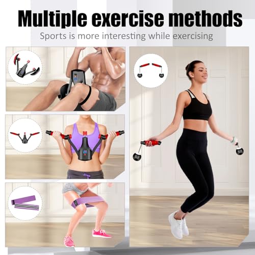 Kegel Trainer, Multi-Function 132 lbs Resistance Pelvic Floor Exercise Devices with Thigh Straps, Handles, Resistance Bands and Jump Rope, Kegel Trainer Hip Leg Toner Inner Kegel Exerciser - color: Black Red