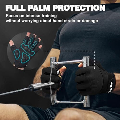 Seektop Breathable Workout Gloves for Women & Men, Thick Padded Weight Lifting Gloves, Full Palm Protection, Excellent Grip for Gym Fitness and Training, Exercise, Cycling