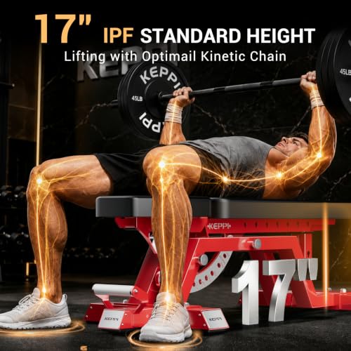 Keppi Fitness Bench6000 Weight Bench, Commercial Grade FID Workout Bench - color: Gloss Red