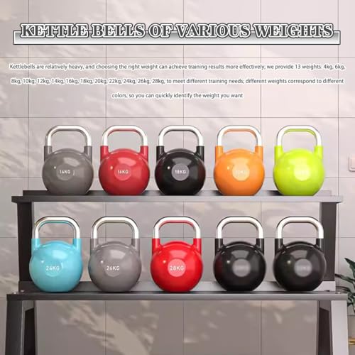 Kettlebell Weights Men's Strength Training Competitive Kettle Bells, Gym Sports Shaping Equipment, Flat Bottom, Swing/Squat/Jerk(Dark green-10kg)