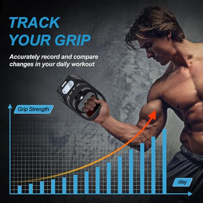 Grip Strength Tester Trainer - Dynamometer Handgrip Measurer Meter, Handheld Strengthener Exerciser for Sports, School, and Home Use