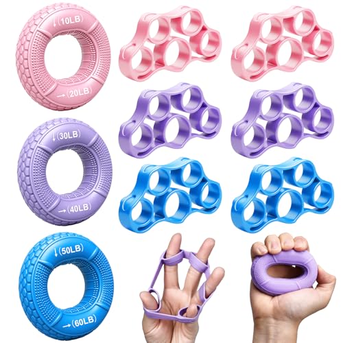 Grip Strength Trainer Kit, Forearm Strengthener & Hand Grip Strengthener - size: 9PCS