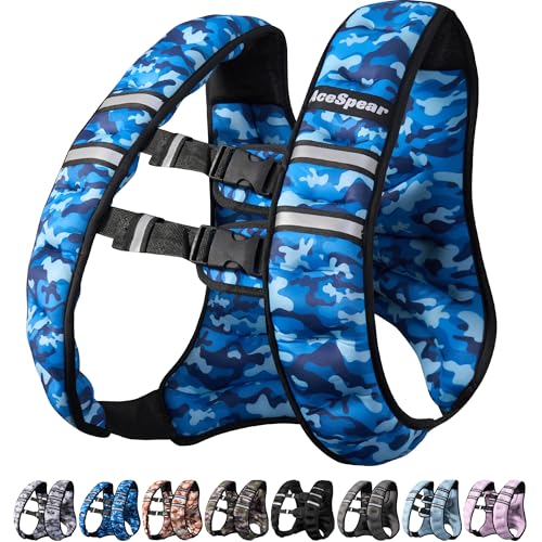 Weighted Vest for Men Women 6lbs/8lbs/10lbs/12lbs/14lbs/16lbs/18lbs Body Weight Vest with Reflective Stripe for Running Walking Jogging Fitness Strength Training Workout - color: Ocean Camo, size: 12 lbs