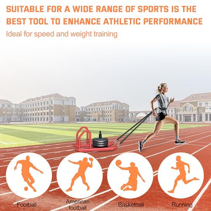Weight Sled for Training, Heavy Duty 500 LBS Pull Push Sled for Outdoor, Indoor, Football, Durable Steel Weighted Sled, Compatible with 1" & 2" Weight Plate, Frame with Adjustable Reflective Stripe Vest