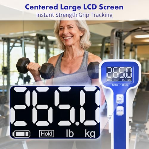 Grip Strength Tester, Digital Hand Dynamometer FDA Registered with Backlit LCD for Grip Strength Testing and Training