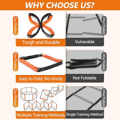 Footwork Ladder, Exercise Ladders for Agility Training, Detachable Training Equipment Set, with Carry Bag for Kids, Athletes, Soccer, Basketball(8 Grids) - size: 8 Grids