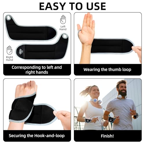 Weighted Gloves - Wrist Weights with Thumb Loops for Women, 0.5lb*2 1lb*2 2lbs*2 Set, Arm/Hand Weights for Running Walking Pilates Yoga
