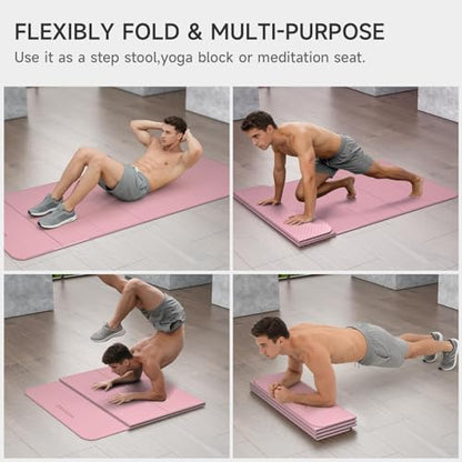 7-Fold Yoga Mat 74"x31" - 0.31 Inch Thick Folding Exercise Mat, Extra Wide Non-Slip POE Mat for Travel, Storage, Yoga, Pilates, Meditation & Home Gym, Lightweight & Portable