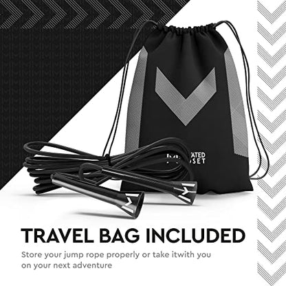 Jump Rope with Adjustable Travel Bag | Skipping Rope Cable for Endurance Training at Home or Outdoors | Tangle Free Speed Jumping for Men, Women and Kids