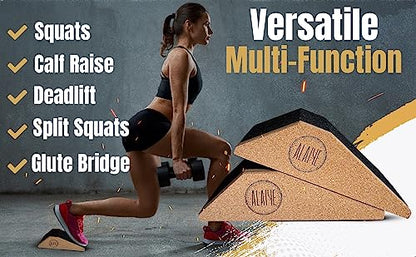 Squat Wedge Blocks (Set of 2) – Non-Slip Slant Boards for Lower Body Workouts Ankle and Calf Stretching - Yoga Blocks, Designed to Elevate Heels and Squat Support - Includes Carry Bag