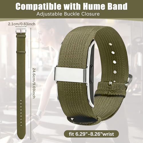 CAMTOVGCA Nylon Loop Compatible with Hume Band, Nylon Replacement Strap, Soft Adjustable Breathable Sport Wristband for Fitness Tracker - color: Green
