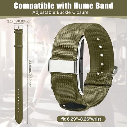 CAMTOVGCA Nylon Loop Compatible with Hume Band, Nylon Replacement Strap, Soft Adjustable Breathable Sport Wristband for Fitness Tracker - color: Green